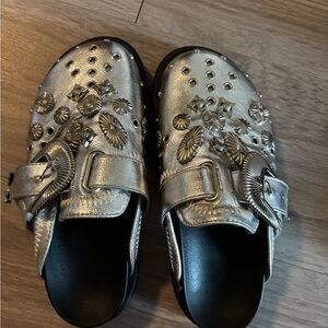 Silver Embellished Slip-On Shoes